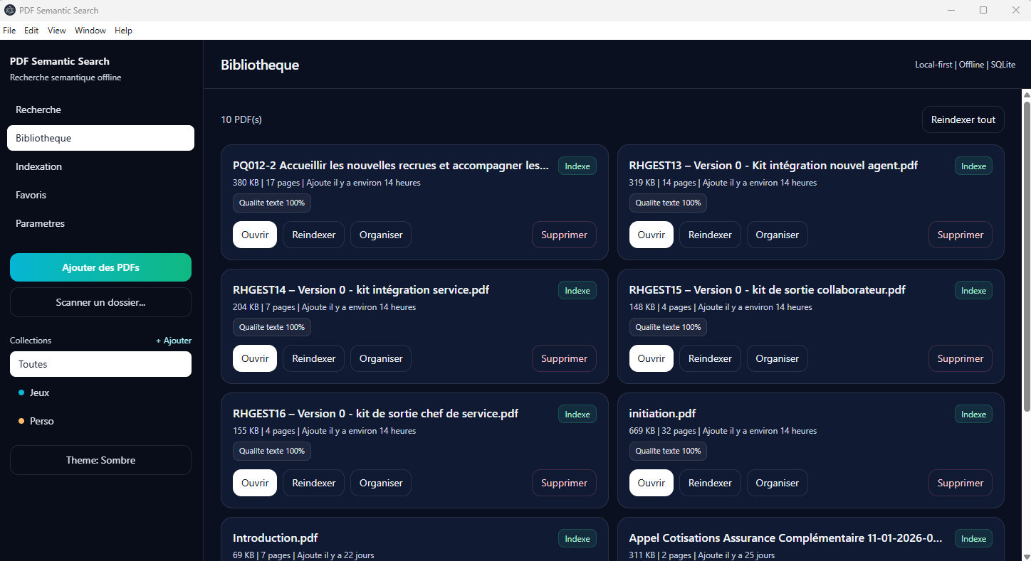 Application desktop locale pour rechercher dans des PDF avec IA et OCR : PDF Semantic Search