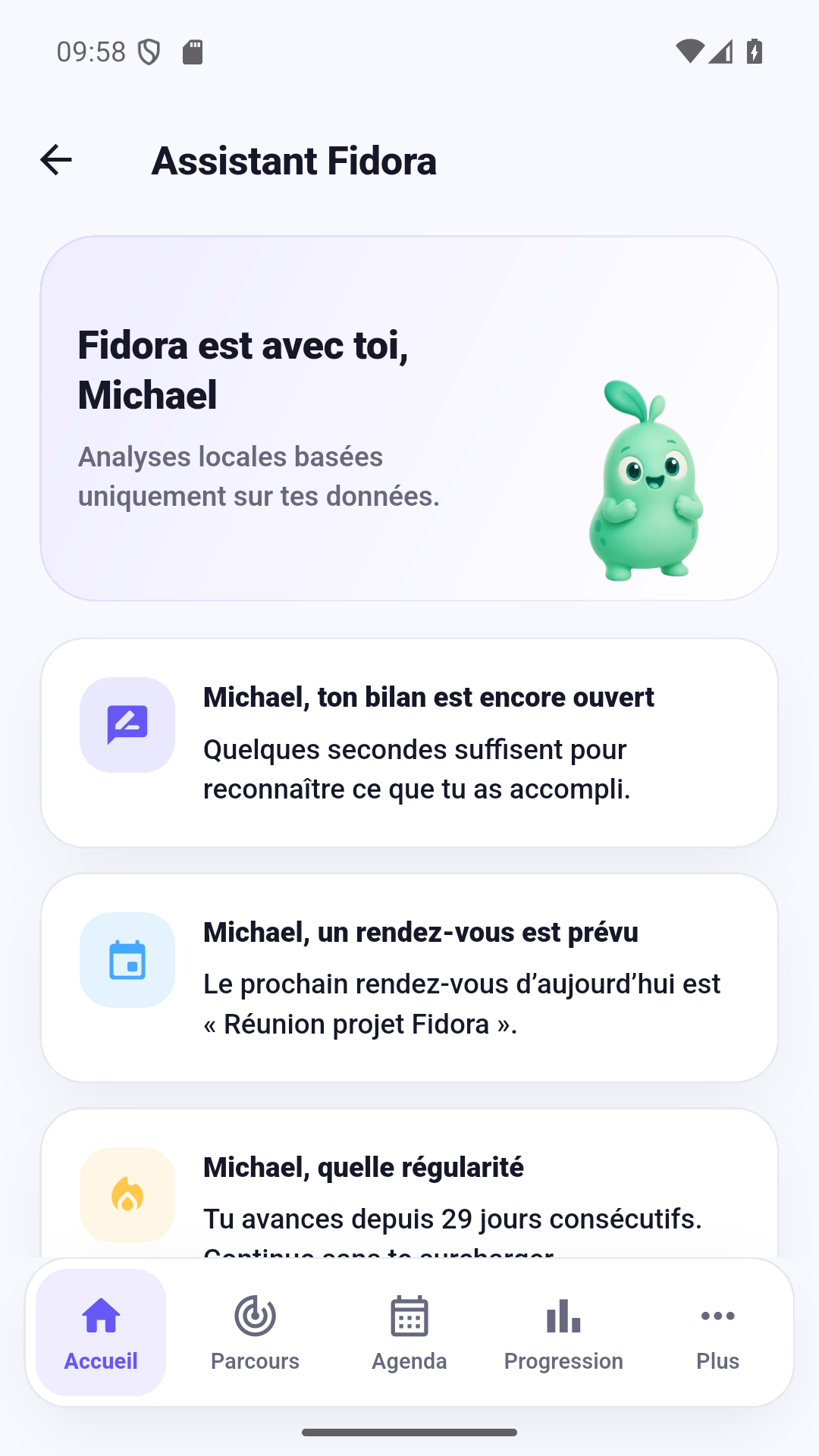 Assistant Fidora avec observations calculées localement