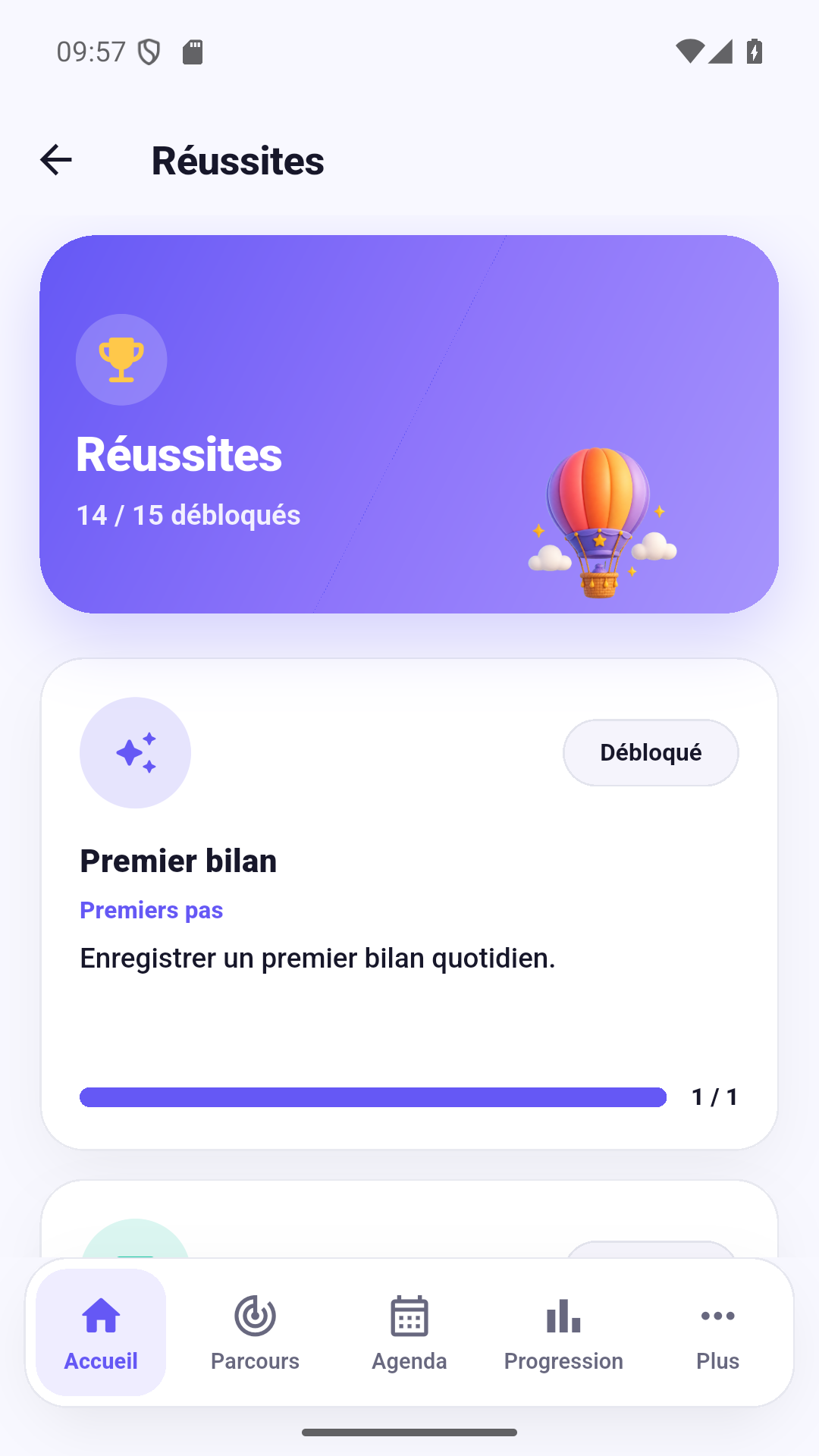 Réussites et trophées dans l’application Fidora
