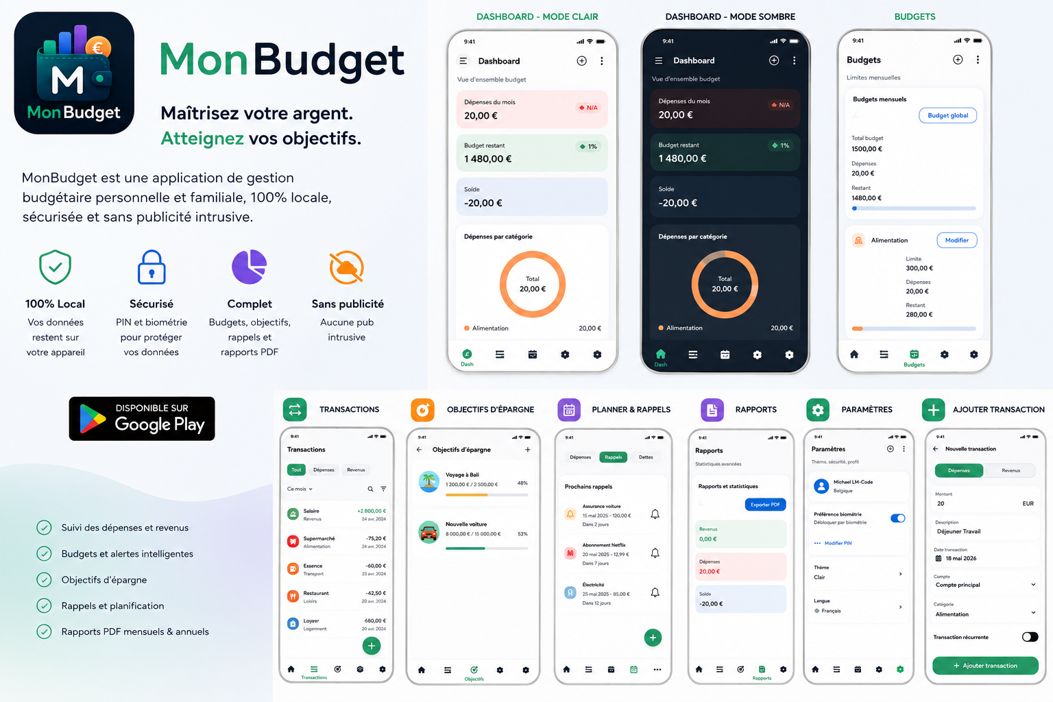 Présentation de l'application Android MonBudget