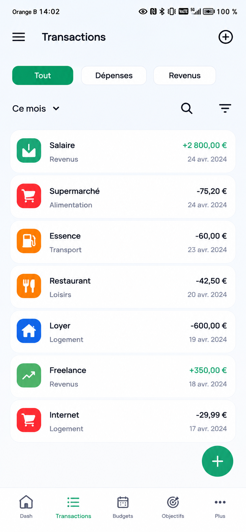 Gestion des transactions dans MonBudget