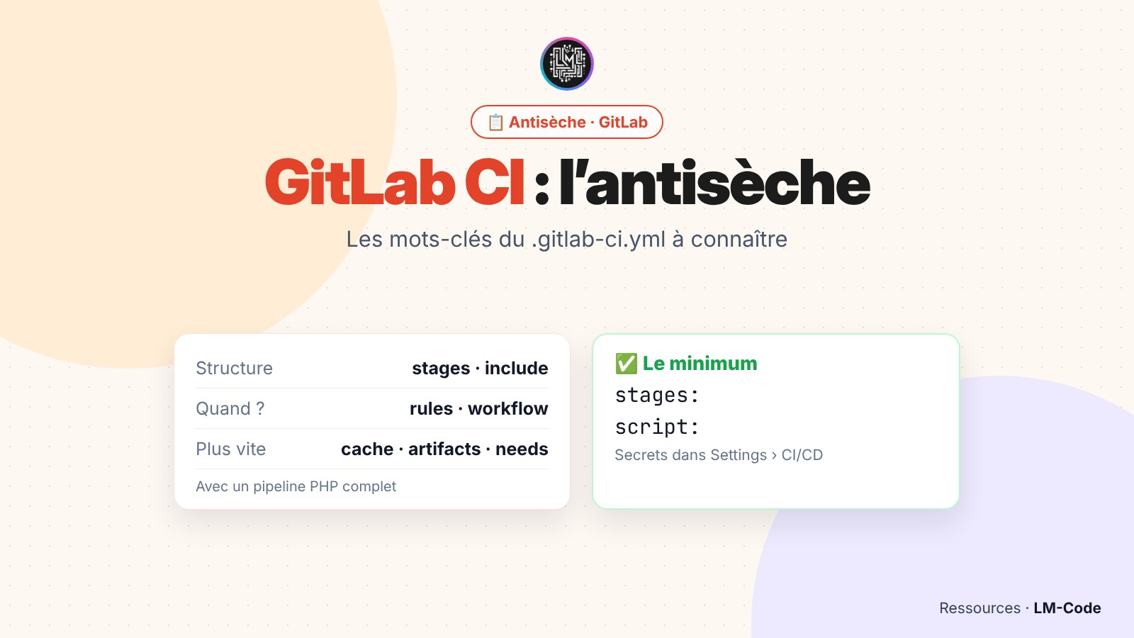 Antisèche GitLab CI : les mots-clés du fichier .gitlab-ci.yml