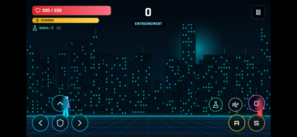 Contrôles tactiles du jeu de combat React sur smartphone