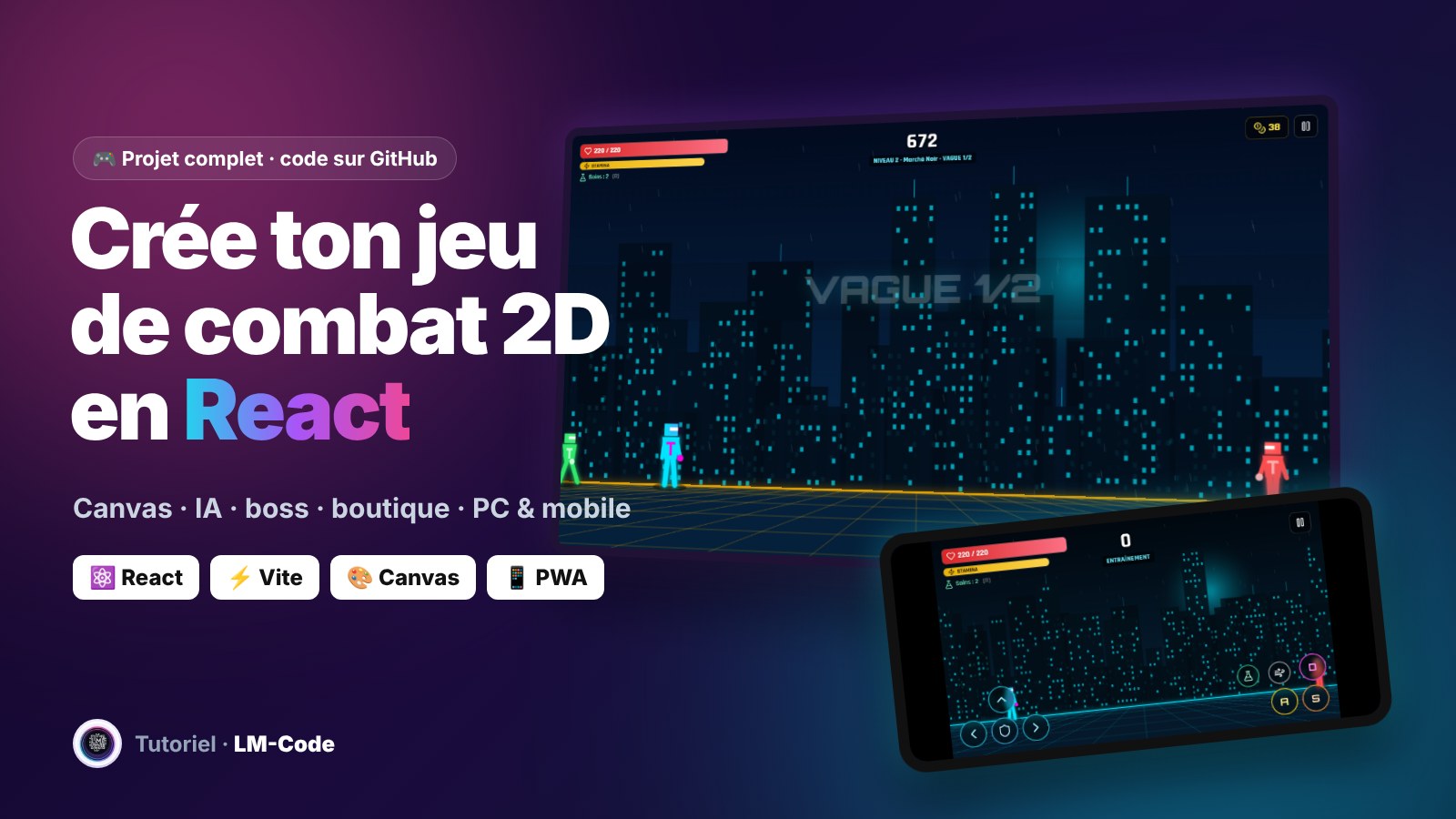 Jeu de combat React avec Canvas : tutoriel Cyber Arena Fighter