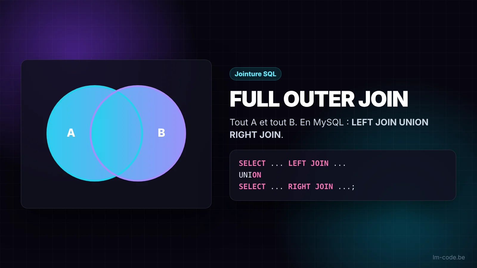 FULL OUTER JOIN en SQL et son équivalent MySQL avec UNION