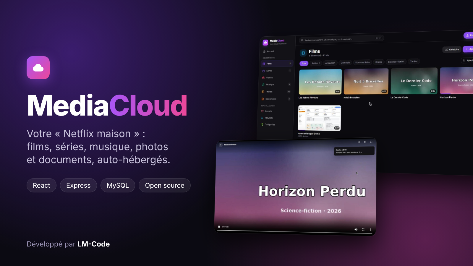 MediaCloud : crée ton Netflix maison avec React, Node.js et MySQL