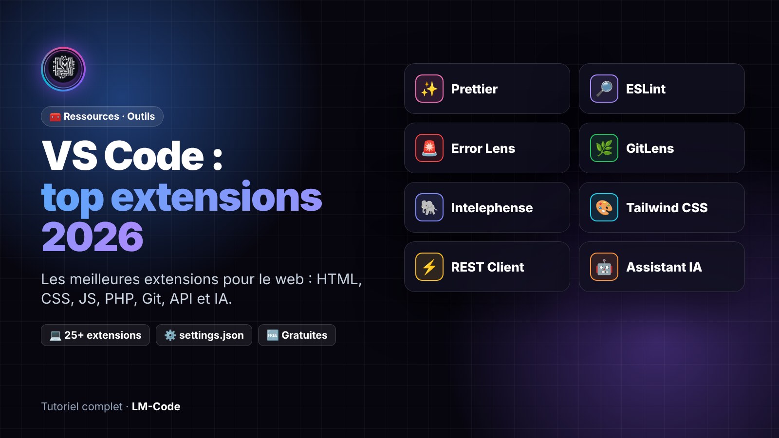 Meilleures extensions VS Code 2026 pour développeurs web