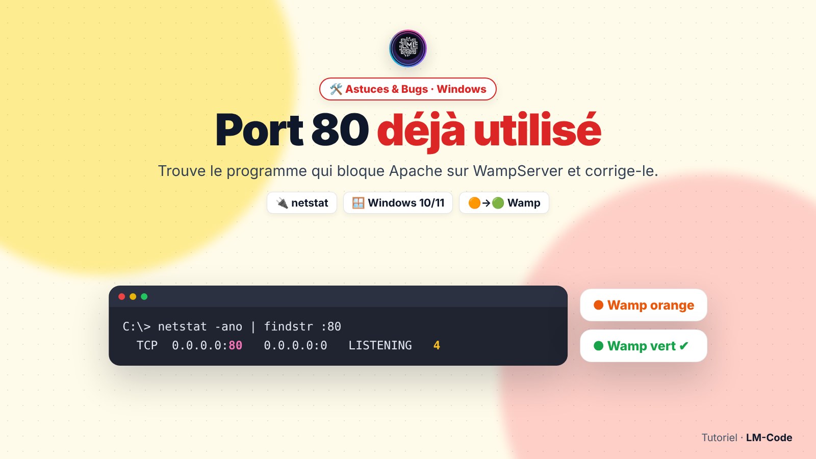 Port 80 déjà utilisé sur WampServer : solution