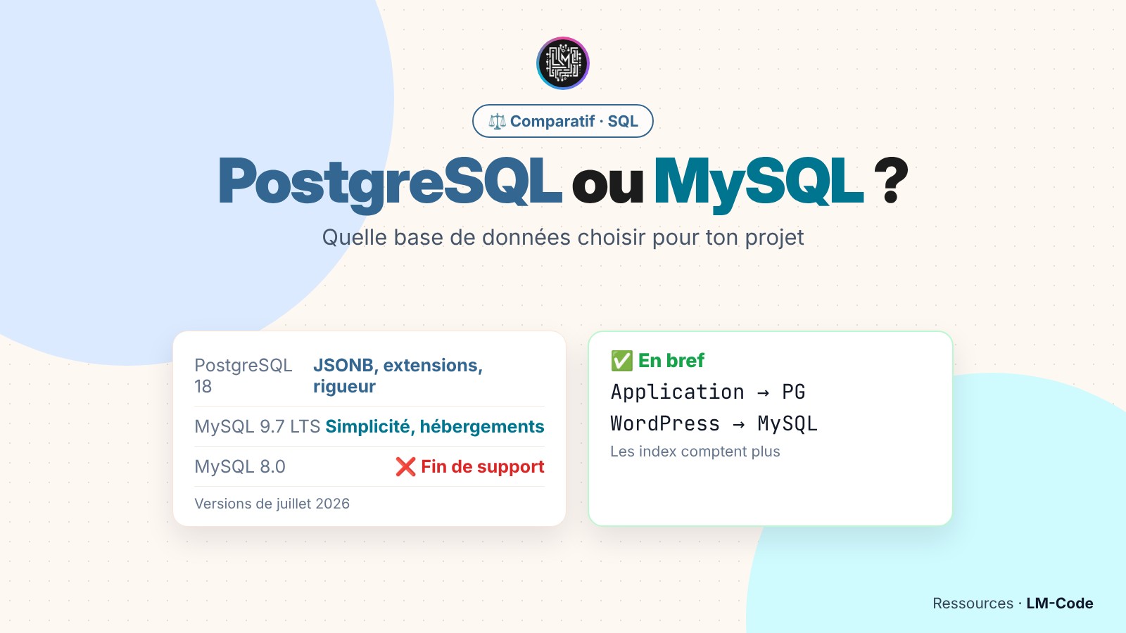 PostgreSQL ou MySQL : quelle base de données choisir