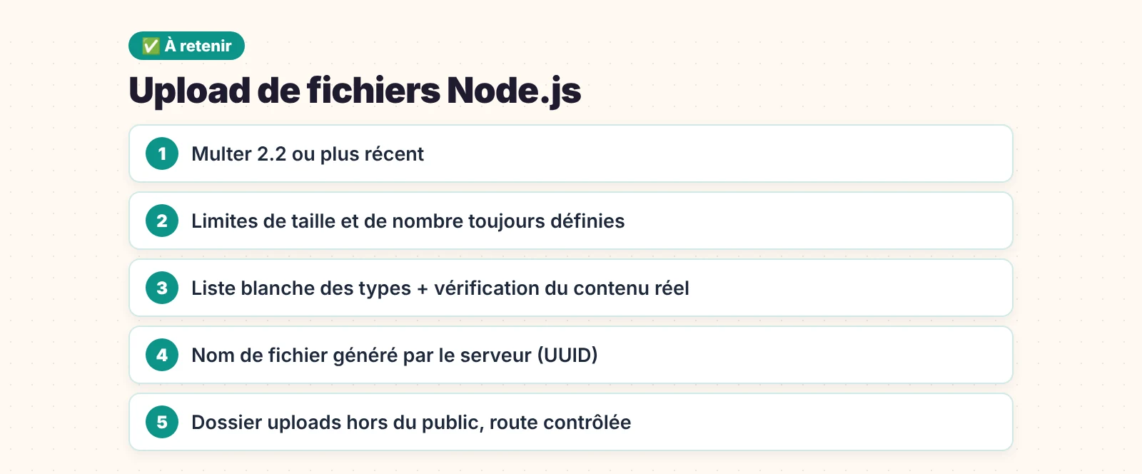 Upload de fichiers Node.js : les points essentiels à retenir